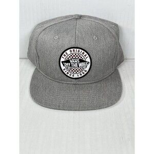 Vans Off The Wall Adjustable Snapback Hat Mens Gray Cap One Size BRAND NEW